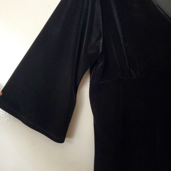 Coldwater Creek S Black Velvet Tunic Peplum Tailored Bustline Party Holiday Cozy - Picture 4 of 11